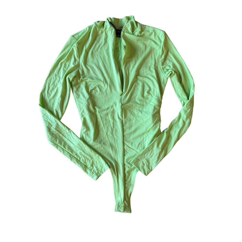 JLuxLabel Green Zip Front Bodysuit